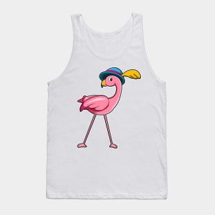 Flamingo with Hat & Feather Tank Top